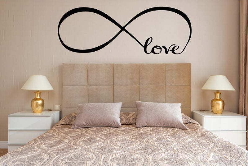 Picniva Wall Stickers Bedroom Decor Infinity Symbol Word Love Vinyl Art Decal (7'' X 22'', Black) - Image 2